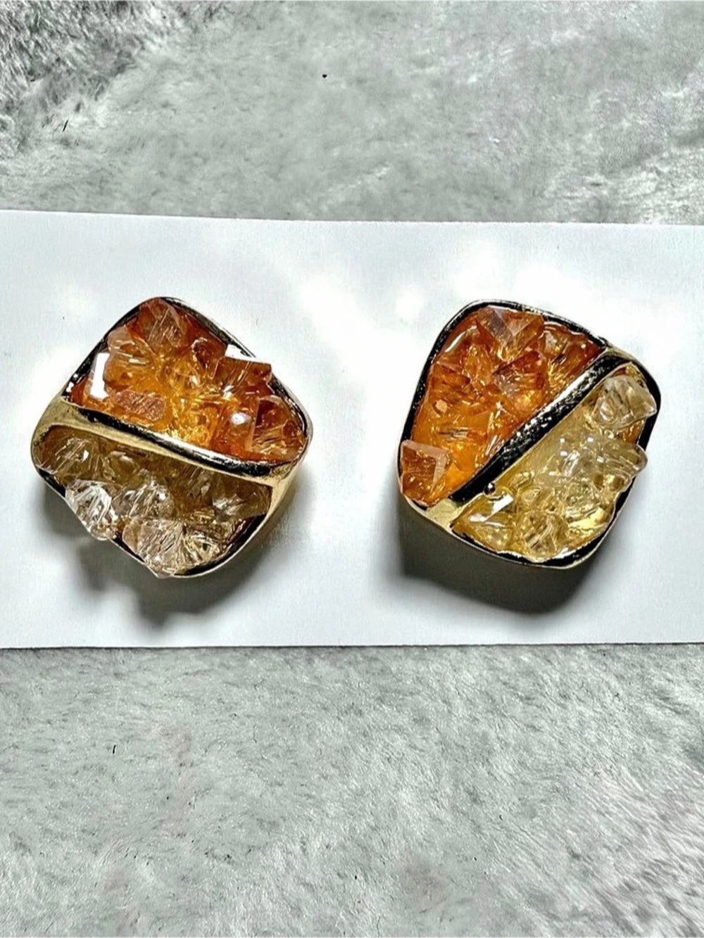 Amber & Clear Statement Earrings